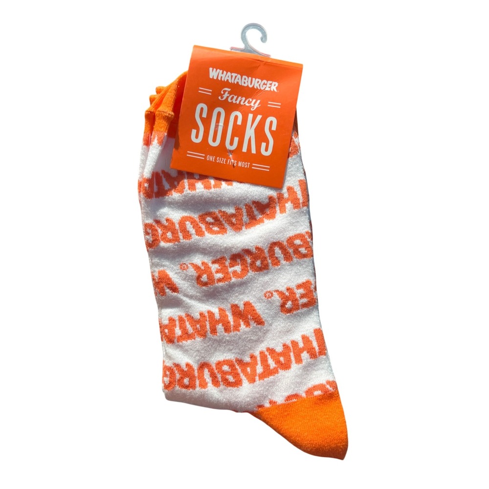 Whataburger Fancy Socks Orange White Logo All Over Print One Size NWT